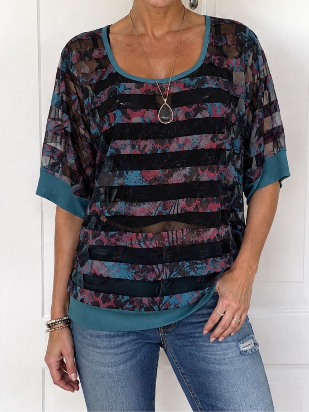 Daytrip blue striped top size small